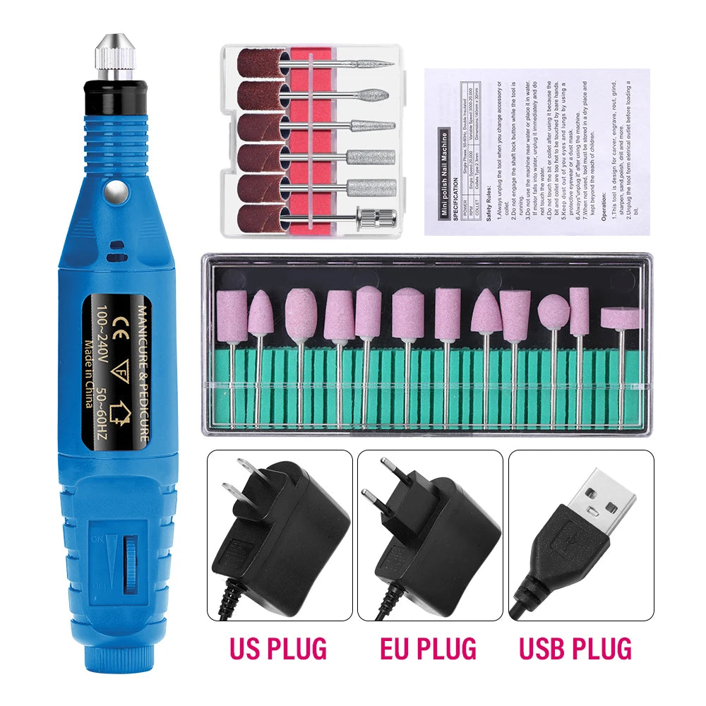 Portable Professional Electric Nail Drill Machine – Manicure & Pedicure Drill Set for Home and Salon Use