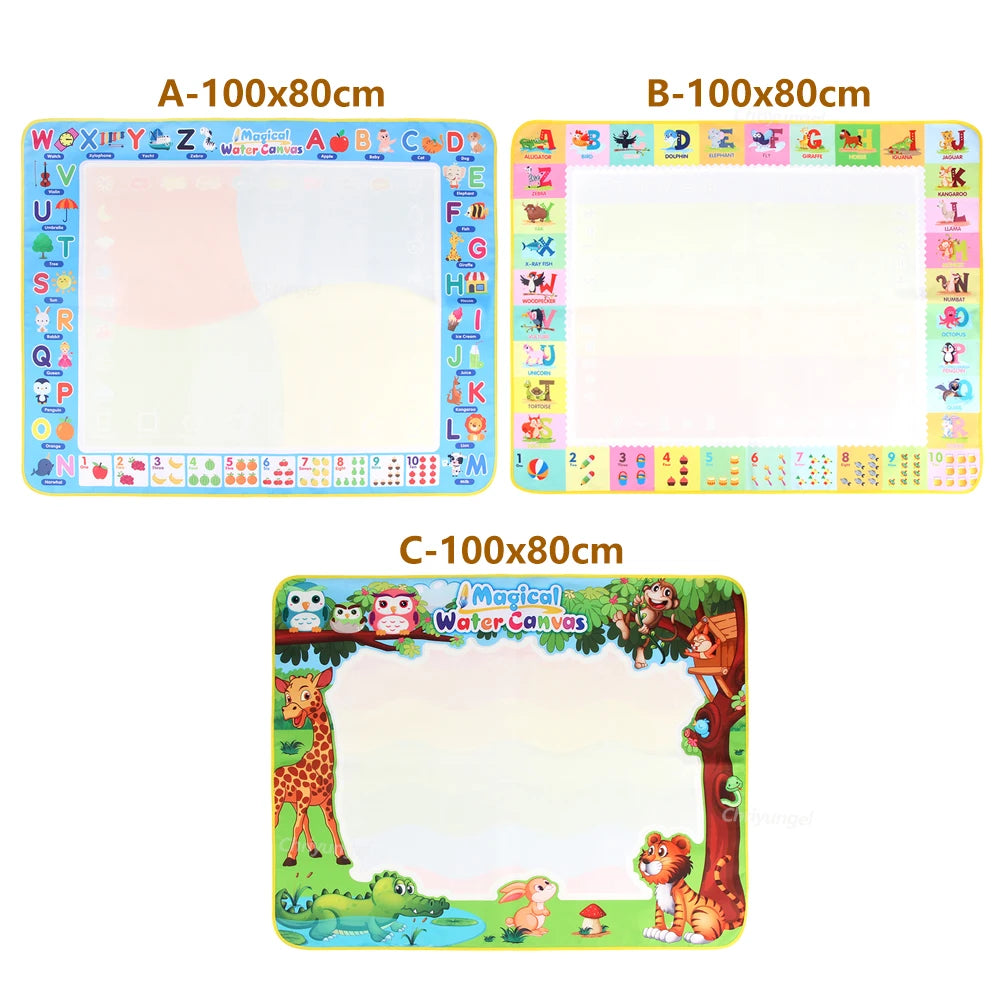 100x80CM Montessori Magic Drawing Board – Reusable Water Doodle Mat for Kids Educational Art & Pen Control Training