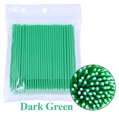 100PCS Eyelash Cleaning Brushes – Micro Cotton Swabs for Lash Extensions & Makeup Removal