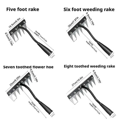 Carbon Steel Garden Weeding Rake – 5/6/7/8 Teeth Soil Loosening & Weed Removal Tool for Farm, Garden & Landscaping