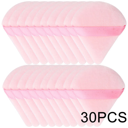 20/30Pcs Triangle Velvet Powder Puff – Wet & Dry Use Makeup Sponge for Foundation, Cosmetics, and Beauty Blending