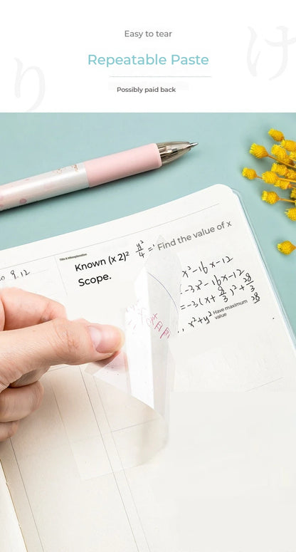 50 Sheets Transparent Sticky Notes – Waterproof Message & Signature Stickers for Notebooks