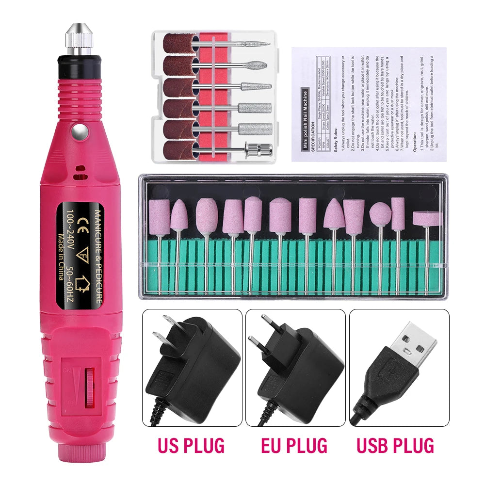Portable Professional Electric Nail Drill Machine – Manicure & Pedicure Drill Set for Home and Salon Use