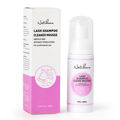 Natuhana 60ml Eyelash Extension Shampoo Mousse – Lash Cleaning Foam for False Eyelashes, Gentle & Non-Irritating Makeup Tool