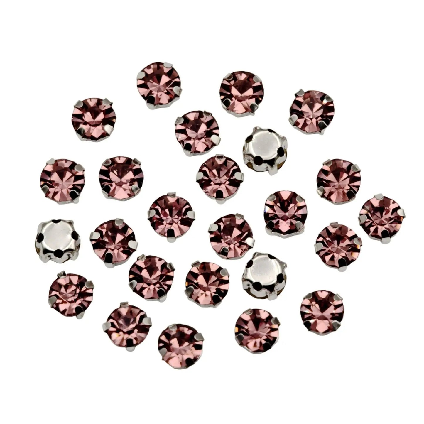 Round Glass Rhinestones with Claw – Silver Base Sew-On Crystals for Clothing, Shoes, and Crafts