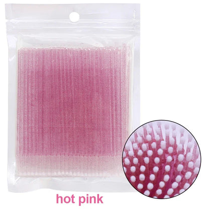 100PCS Eyelash Cleaning Brushes – Micro Cotton Swabs for Lash Extensions & Makeup Removal